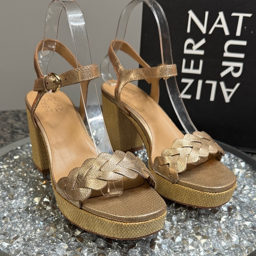 Naturalizer Pandora leather soft Metallic Gold and Platform Heels NEW 7.5 - Picture 5 of 15